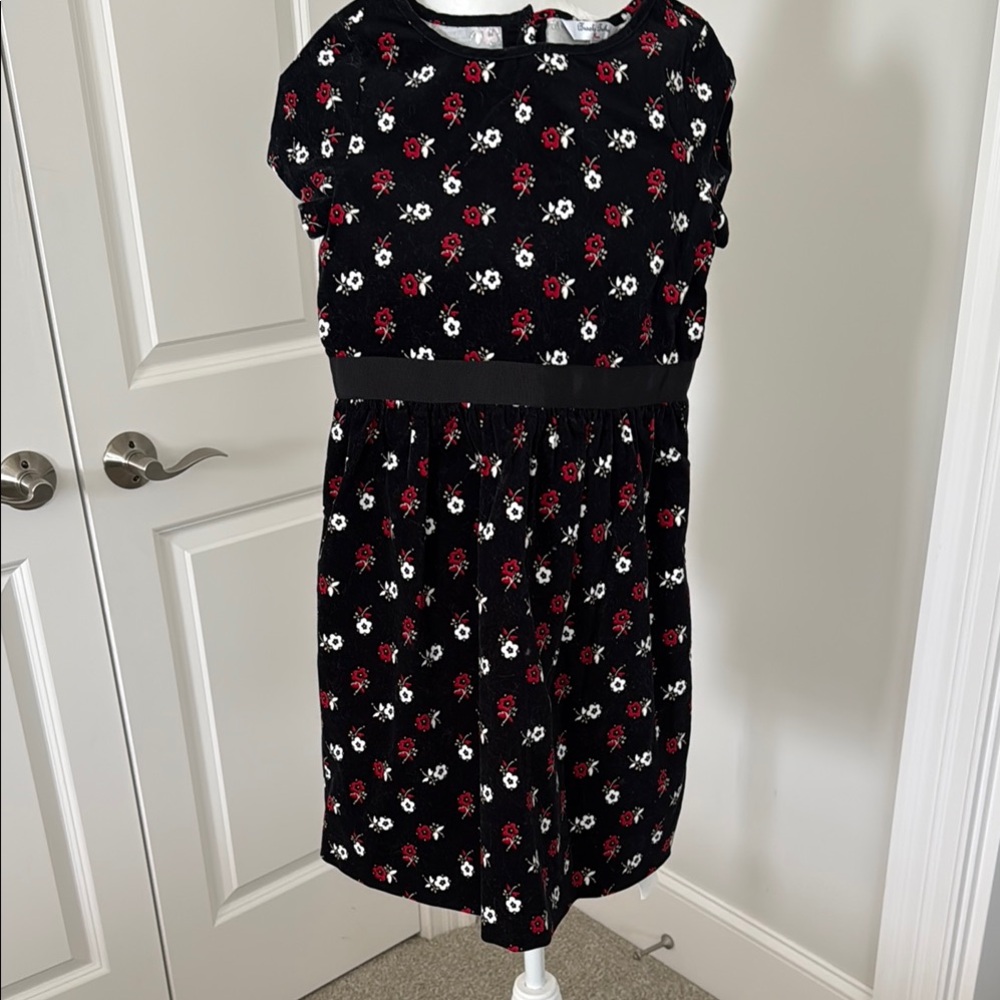 Floral Black and Red Kids Dress